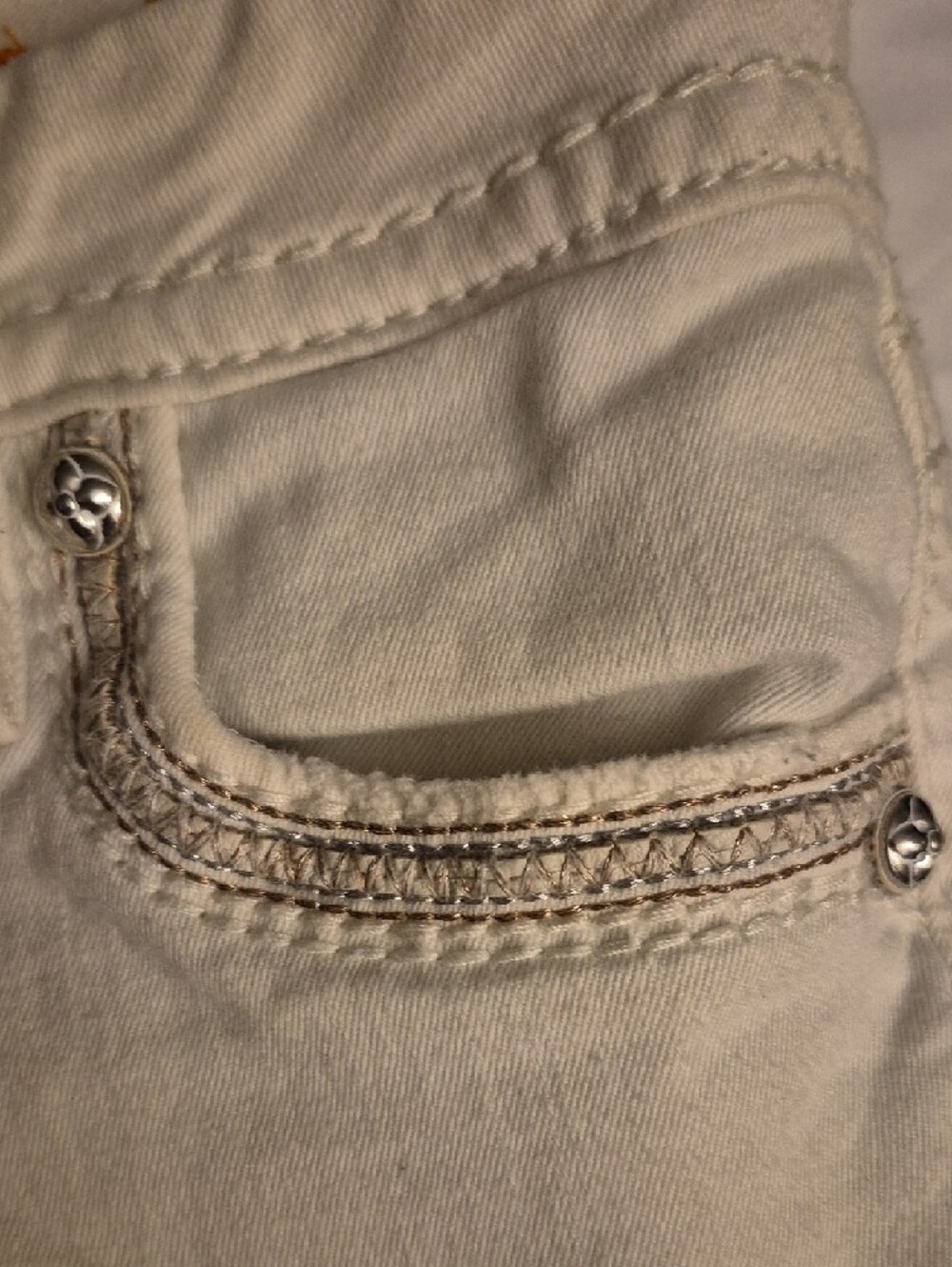 Rock Revival Women's Cream Embroidered Skinny Crop Jeans - Picture 5 of 10